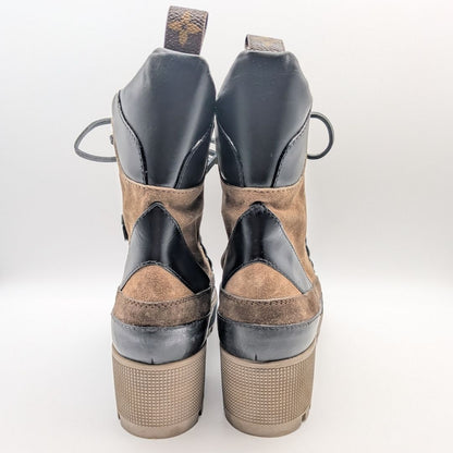 Louis Vuitton Laureate Line Monogram Reverse Suede Ankle Boots Brown Front Zip — view 5