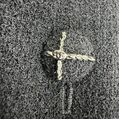 Chanel Vintage 07A Wool CC Logo Button Belt Tweed Dress Black FR 34 — view 6