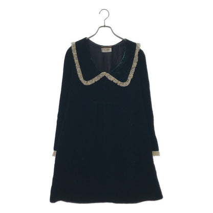 Saint Laurent Velvet Big Color Mini Dress Green 44