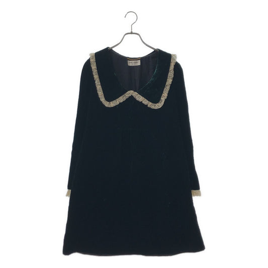 Saint Laurent Velvet Big Color Mini Dress Green 44