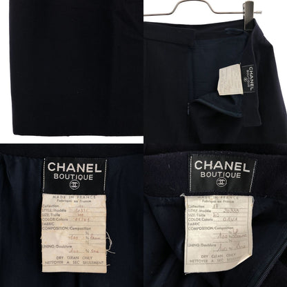 Chanel Set Wool Gold Button Double Breasted Jacket Skirt Navy 40 — view 7