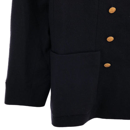 Chanel Set Wool Gold Button Double Breasted Jacket Skirt Navy 40 — view 4