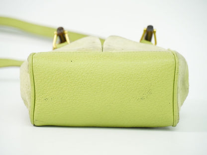 Gucci Bamboo 2-Way Shoulder Bag Pochette Suede Leather Green — view 3