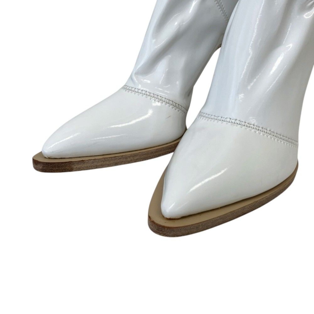 Fendi Coated Neoprene Back Zip Long Boots 36 White Autumn Winter — view 5