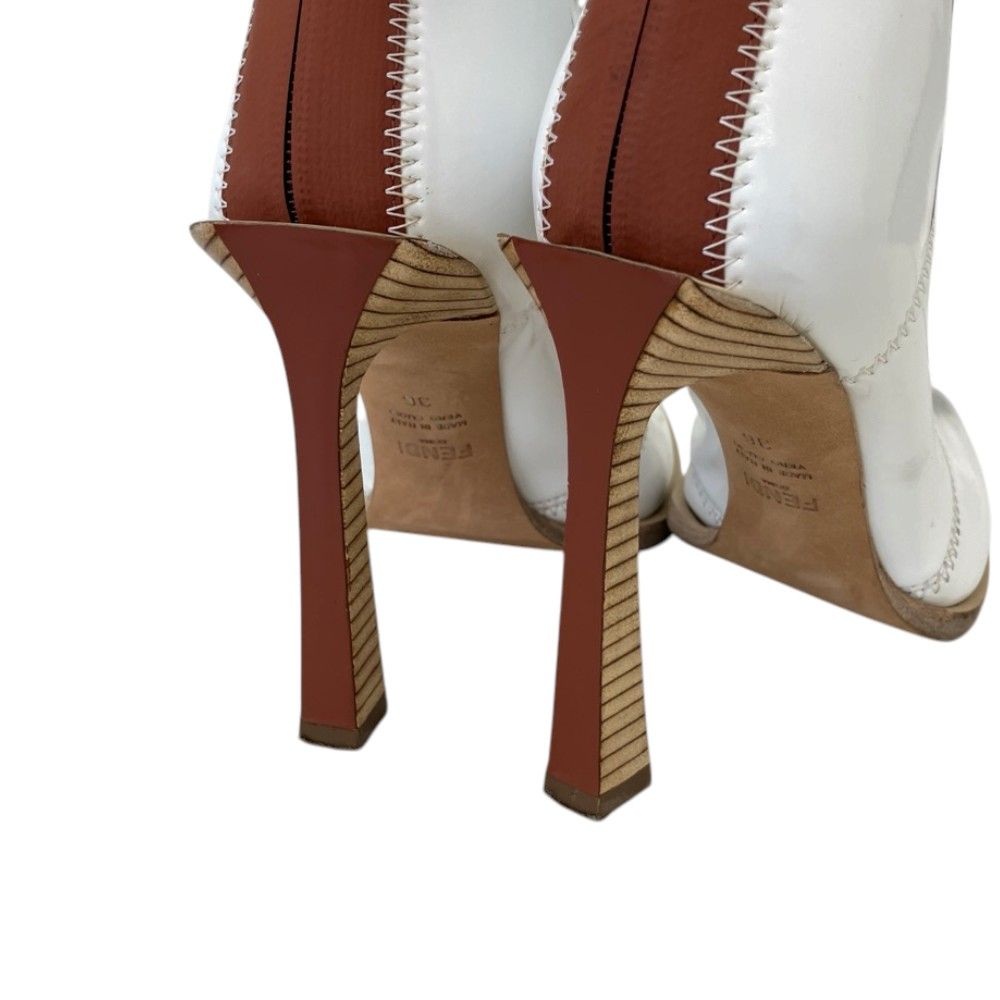 Fendi Coated Neoprene Back Zip Long Boots 36 White Autumn Winter — view 6