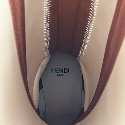 Fendi Coated Neoprene Back Zip Long Boots 36 White Autumn Winter — view 8