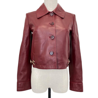 Gucci Horsebit Lambskin Cropped Jacket Red Spring Summer Fall Winter 38