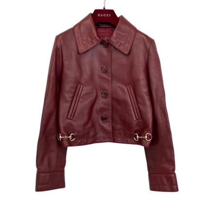 Gucci Horsebit Lambskin Cropped Jacket Red Spring Summer Fall Winter 38 — view 4