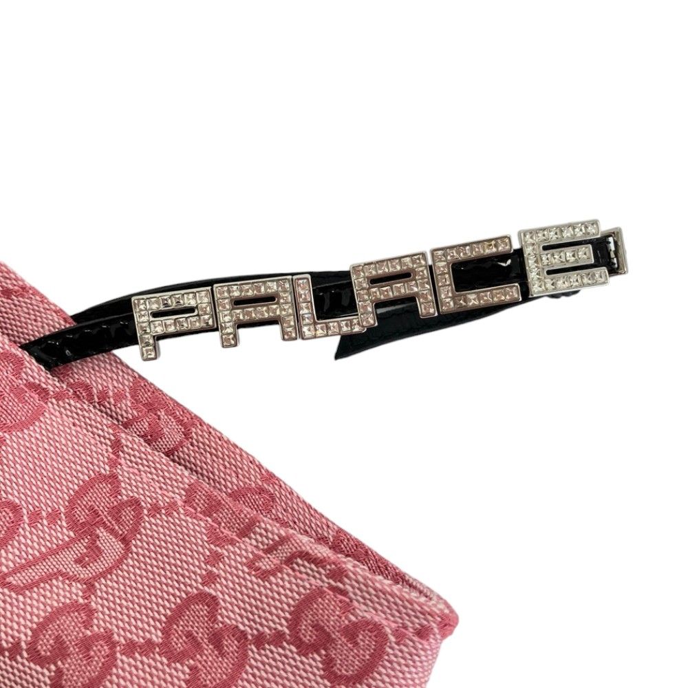 Gucci Palace Collaboration Canvas Lace and Crystal Mini Skirt GG Jacquard Pink — view 5