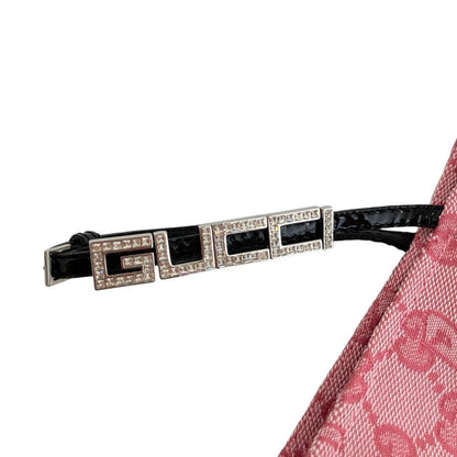Gucci Palace Collaboration Canvas Lace and Crystal Mini Skirt GG Jacquard Pink — view 6