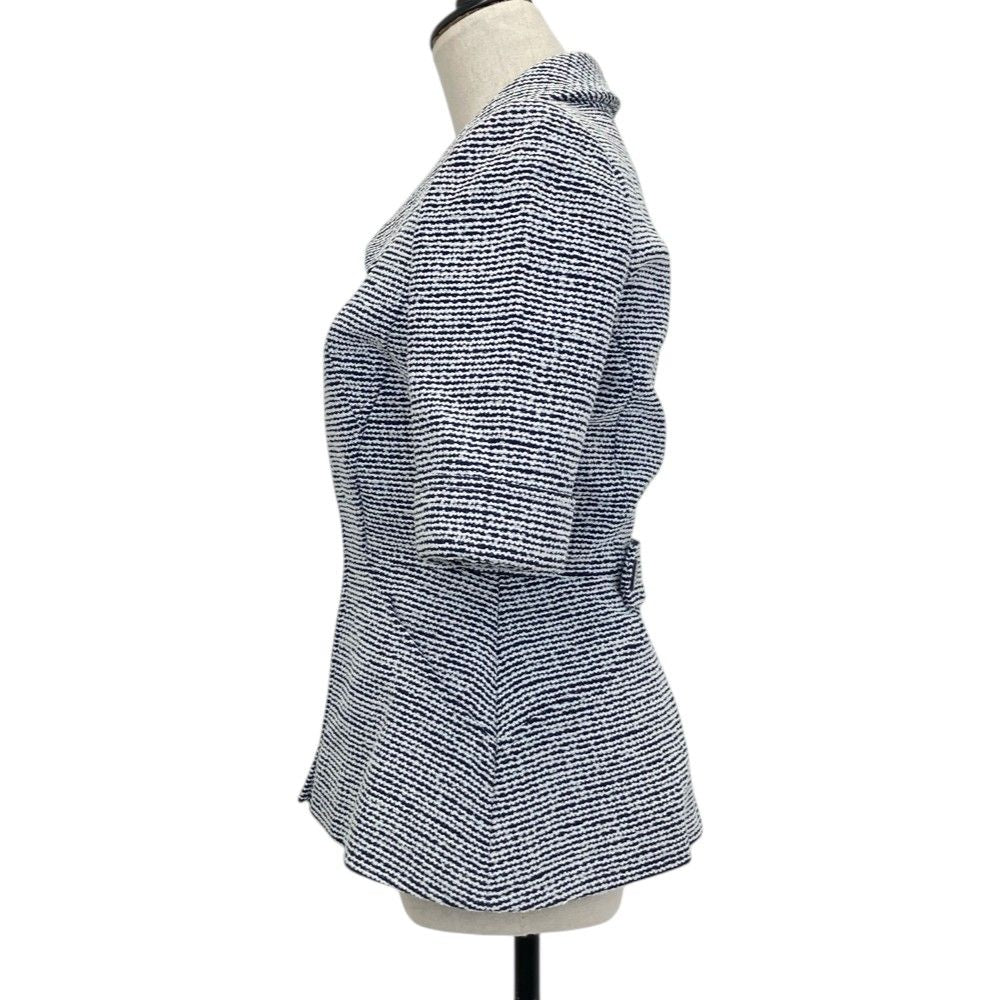 Chanel Half Sleeve Tweed Zip Up Jacket Blue White Fall Winter 34 — view 2