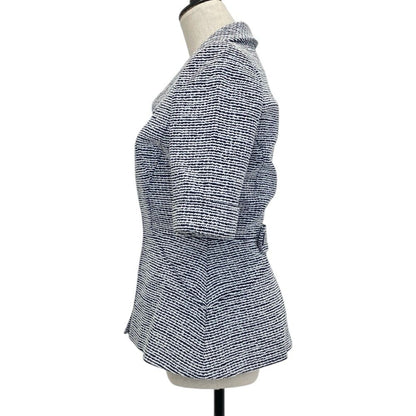 Chanel Half Sleeve Tweed Zip Up Jacket Blue White Fall Winter 34 — view 2