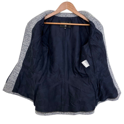 Chanel Half Sleeve Tweed Zip Up Jacket Blue White Fall Winter 34 — view 4