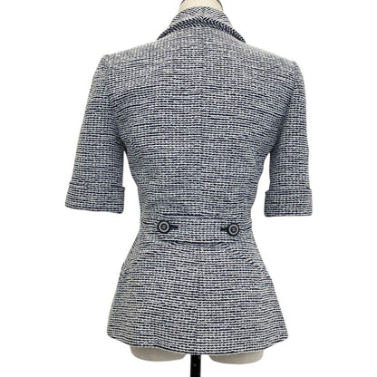 Chanel Half Sleeve Tweed Zip Up Jacket Blue White Fall Winter 34 — view 3