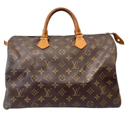 Louis Vuitton Monogram Speedy 35 Boston Bag Brown