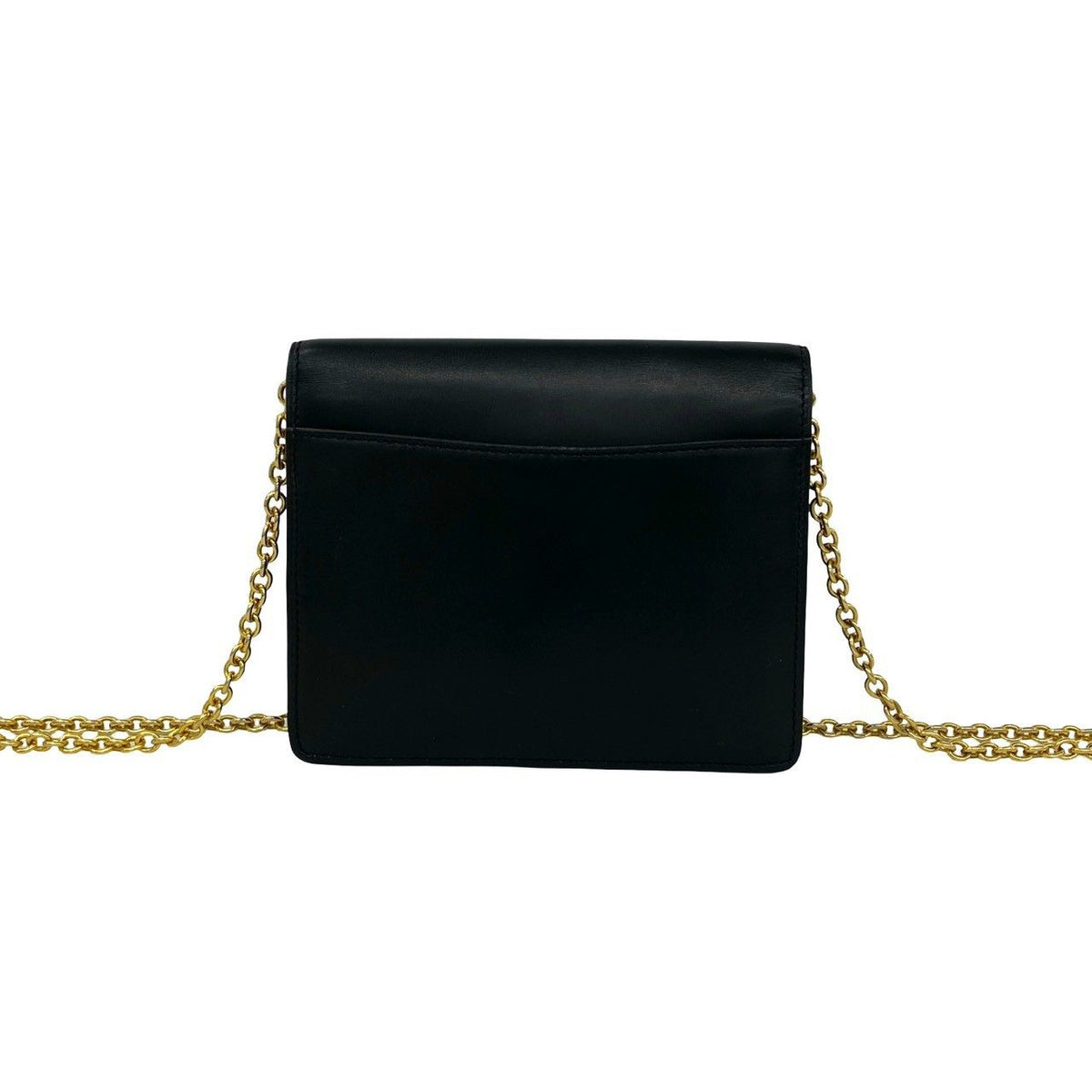 Celine Vintage Logo Star Ball Calf Leather Chain Mini Shoulder Bag Black — view 3