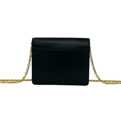 Celine Vintage Logo Star Ball Calf Leather Chain Mini Shoulder Bag Black — view 3