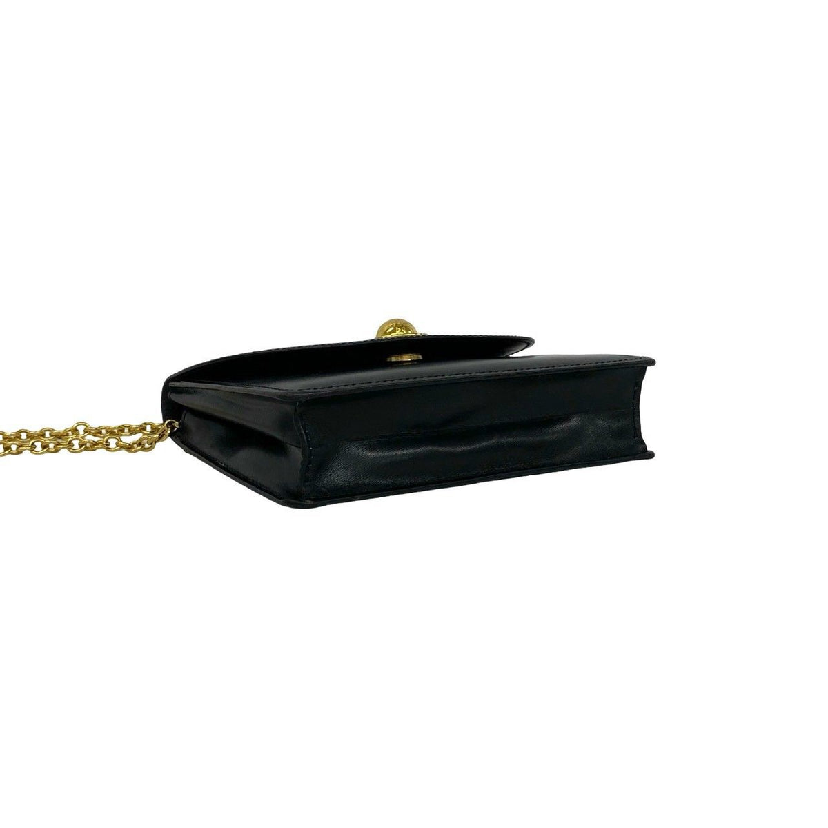 Celine Vintage Logo Star Ball Calf Leather Chain Mini Shoulder Bag Black — view 7