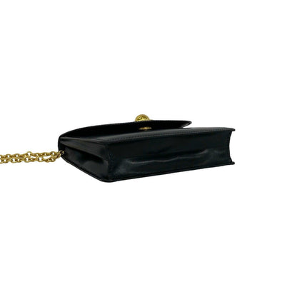 Celine Vintage Logo Star Ball Calf Leather Chain Mini Shoulder Bag Black — view 7