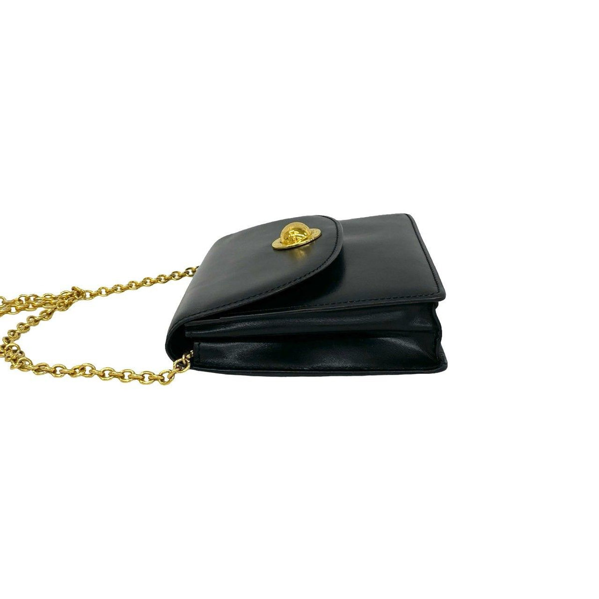 Celine Vintage Logo Star Ball Calf Leather Chain Mini Shoulder Bag Black — view 5