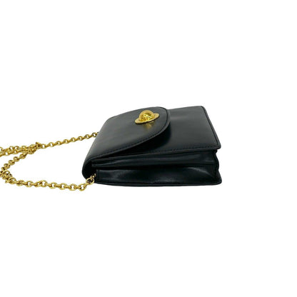 Celine Vintage Logo Star Ball Calf Leather Chain Mini Shoulder Bag Black — view 5