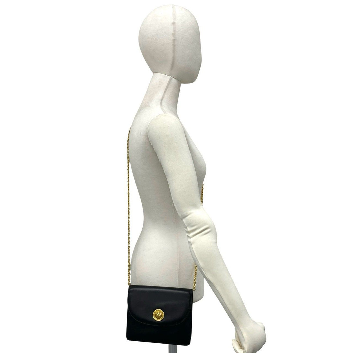 Celine Vintage Logo Star Ball Calf Leather Chain Mini Shoulder Bag Black — view 2