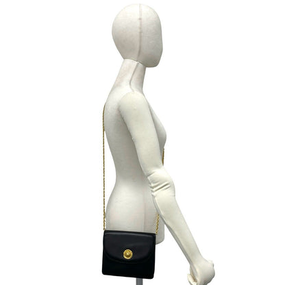 Celine Vintage Logo Star Ball Calf Leather Chain Mini Shoulder Bag Black — view 2
