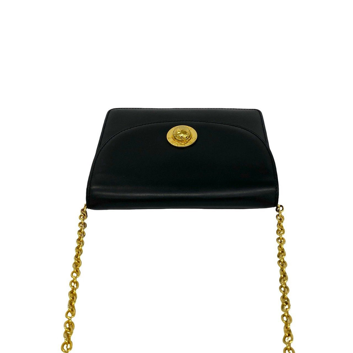 Celine Vintage Logo Star Ball Calf Leather Chain Mini Shoulder Bag Black — view 4