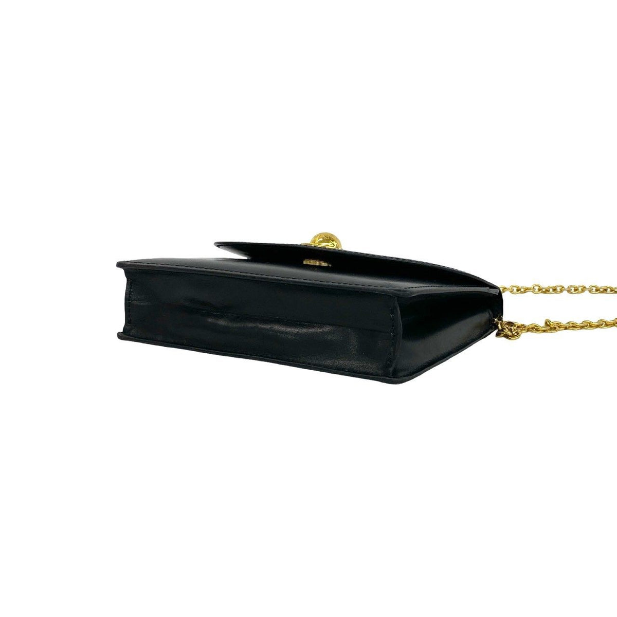 Celine Vintage Logo Star Ball Calf Leather Chain Mini Shoulder Bag Black — view 8