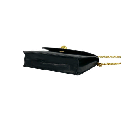 Celine Vintage Logo Star Ball Calf Leather Chain Mini Shoulder Bag Black — view 8