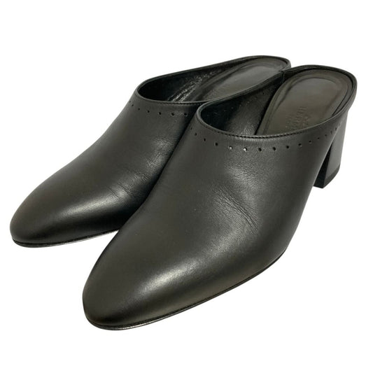 Hermes Trot Leather Sandals Black Spring Summer