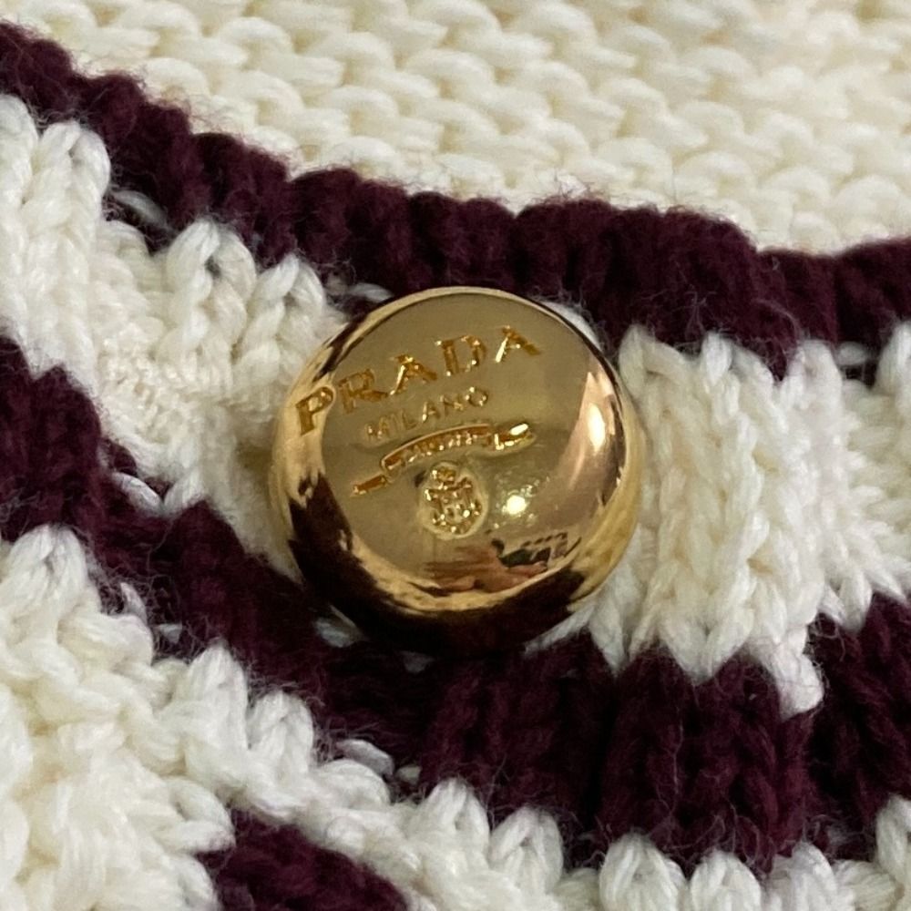 Prada Emblem Button Crew Neck Cable Knit Cardigan White Spring Summer Fall 38 — view 6