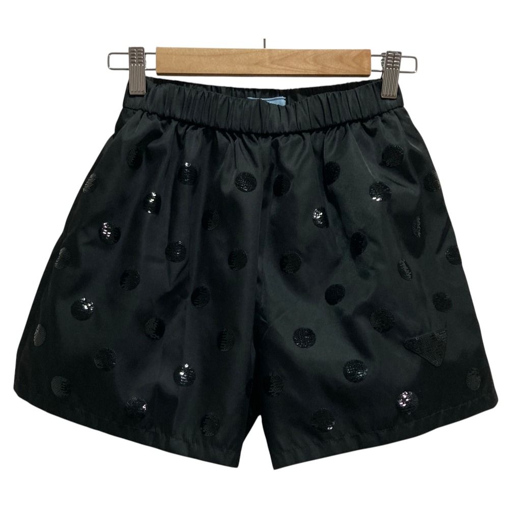 Prada Re-Nylon Sequin Dot Shorts Black Spring Summer 36