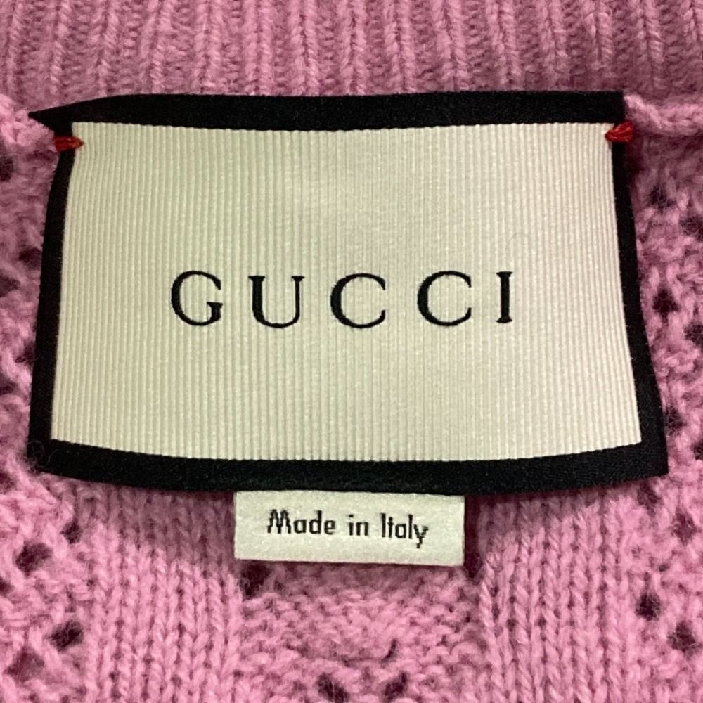 Gucci Openwork Frill Knit Sweater Pink Autumn Winter S — view 5