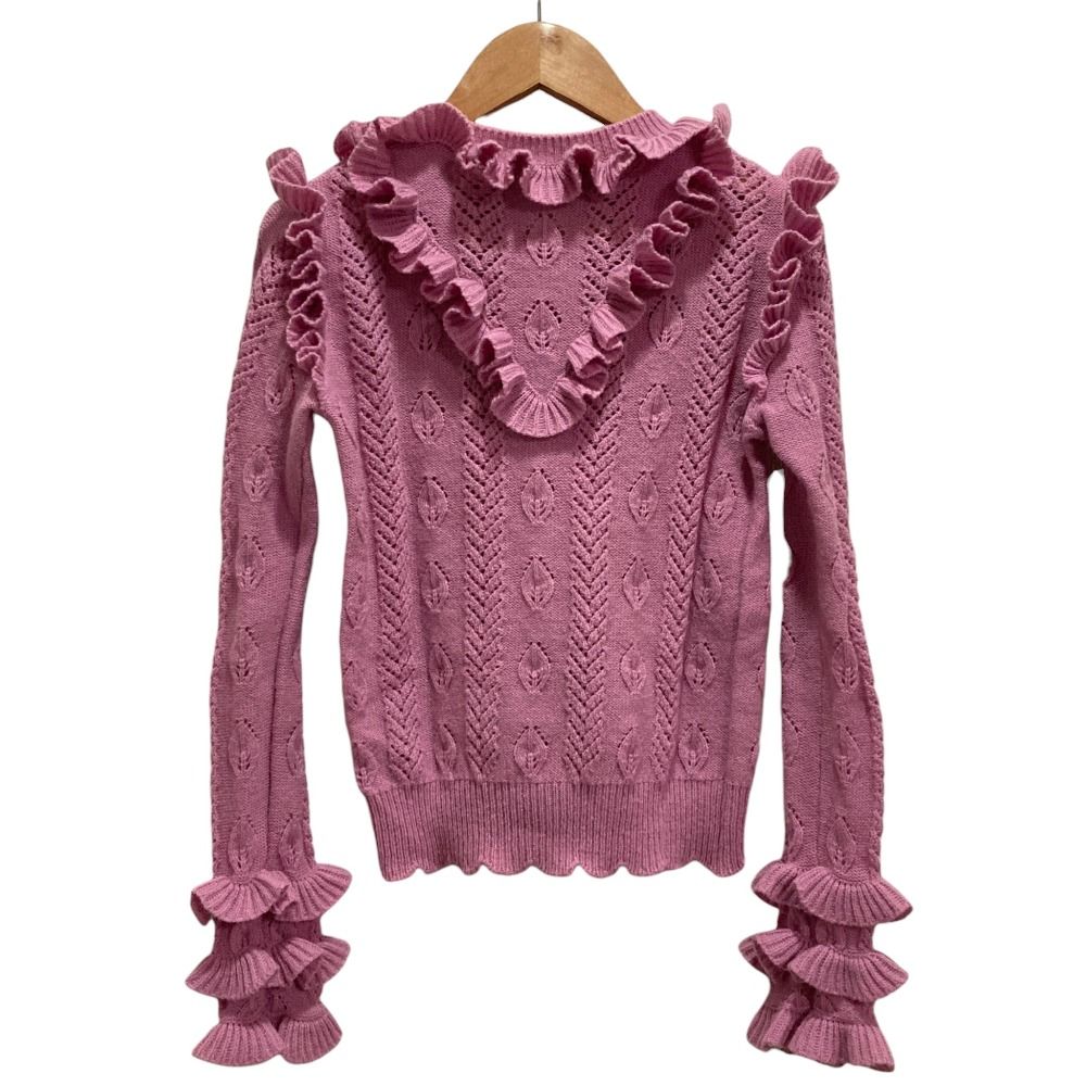 Gucci Openwork Frill Knit Sweater Pink Autumn Winter S — view 2