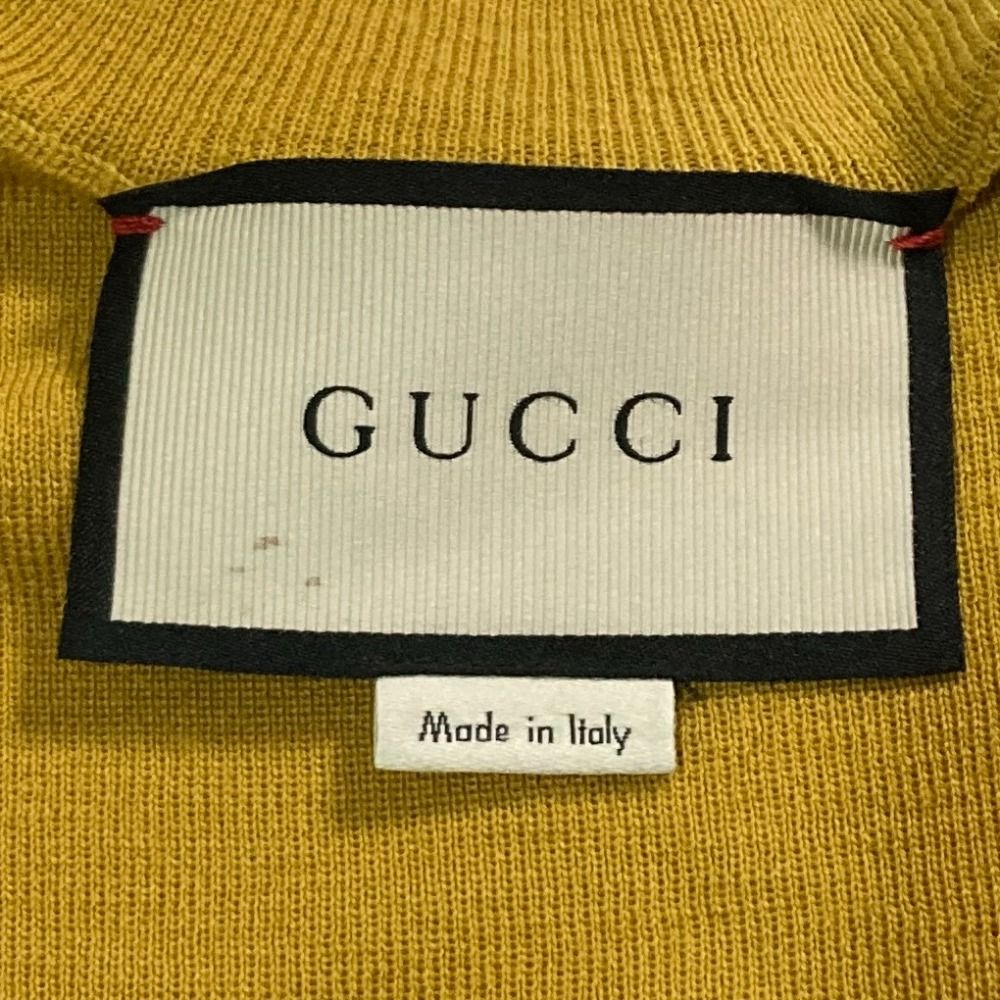 Gucci Frill Shoulder Web Line Half Sleeve Knit Sweater Mustard Yellow Navy XS — view 3
