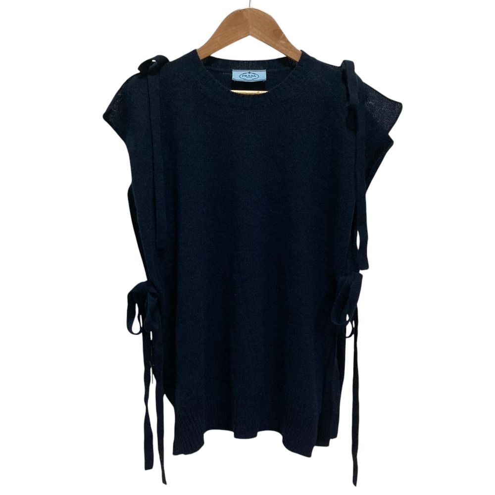 Prada Ribbon Cashmere Knit Vest Navy Spring Summer Fall Winter 40