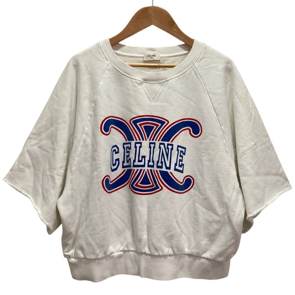 Celine Triomphe Print Cotton Loose Sweatshirt T-Shirt White Spring Summer S