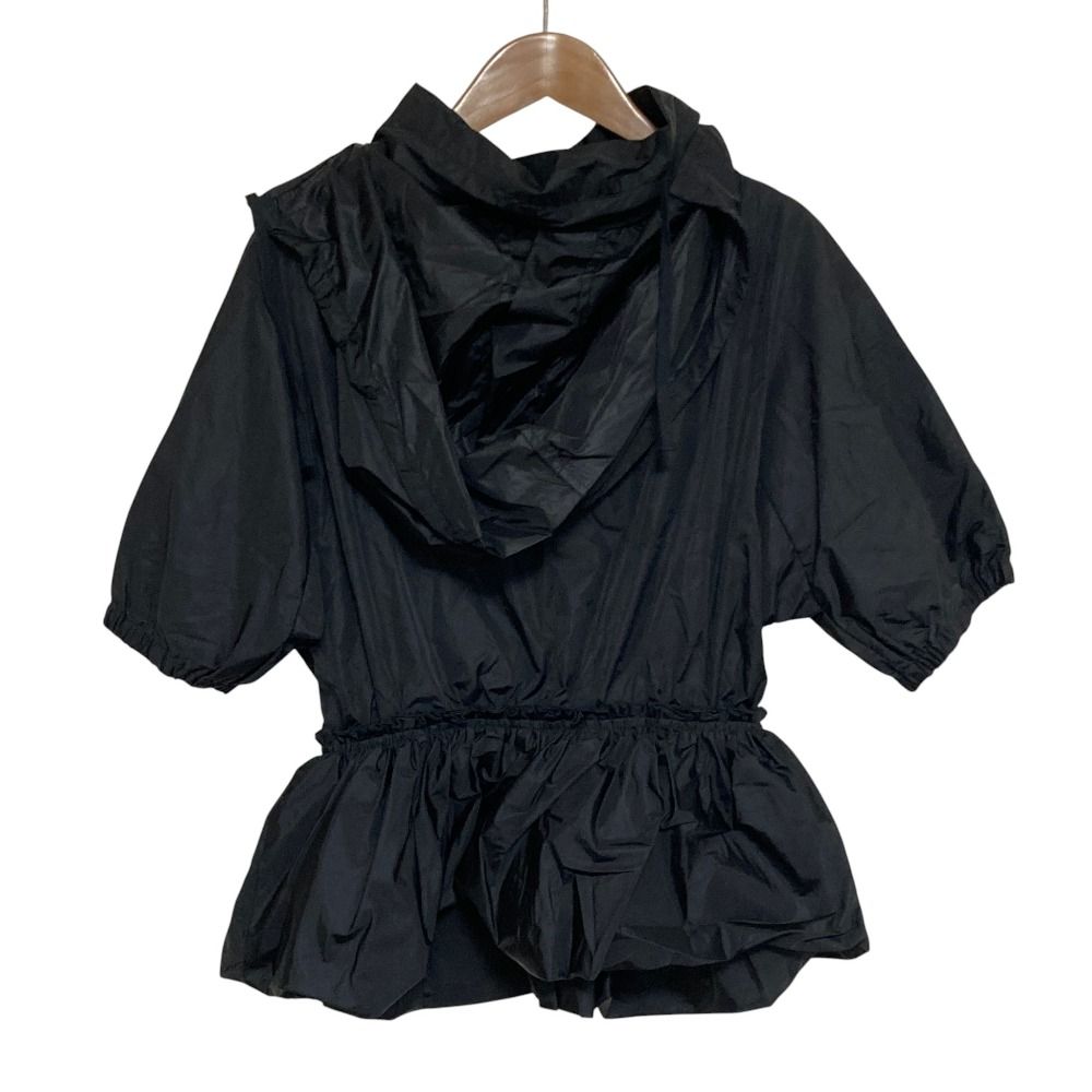 Prada Sport Nylon Half Sleeve Hooded Peplum Jacket Black Spring Summer Fall 38 — view 2