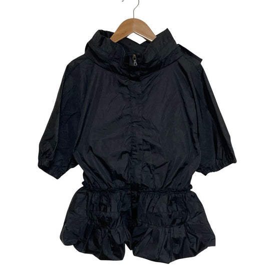 Prada Sport Nylon Half Sleeve Hooded Peplum Jacket Black Spring Summer Fall 38