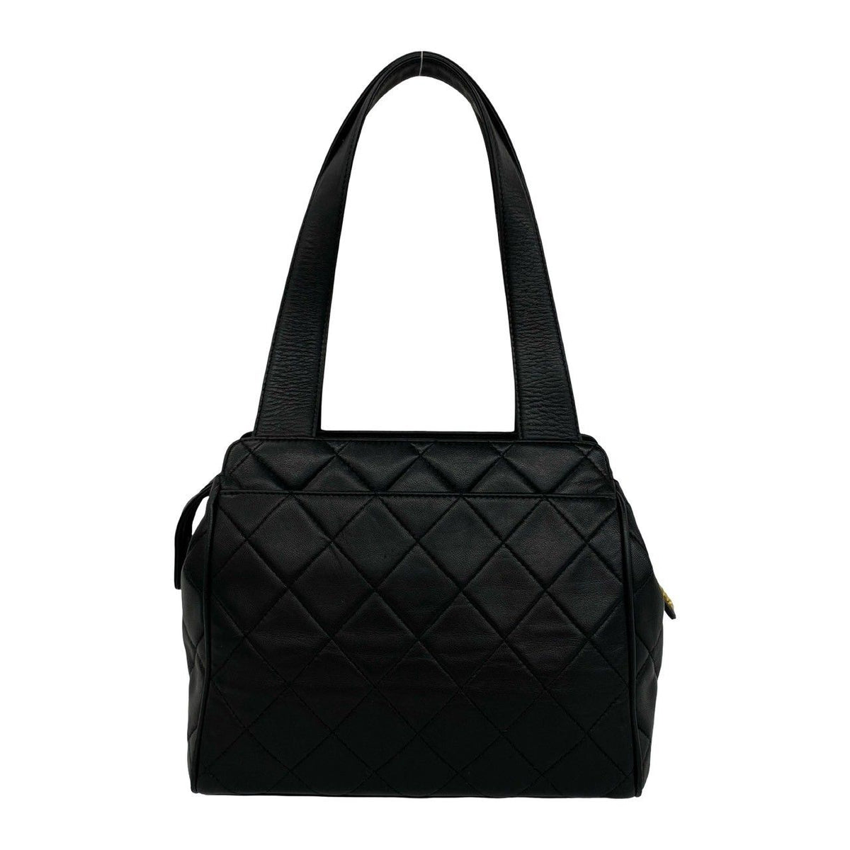 Chanel Quilted CC Logo Lambskin Shoulder Bag Black — view 3