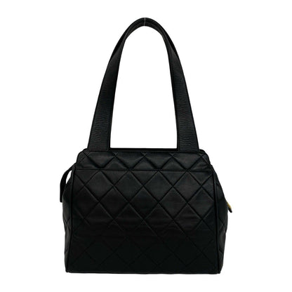 Chanel Quilted CC Logo Lambskin Shoulder Bag Black — view 3
