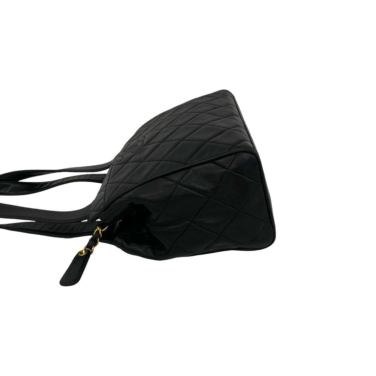 Chanel Quilted CC Logo Lambskin Shoulder Bag Black — view 5