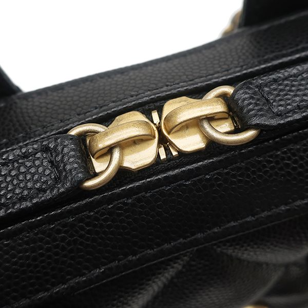 Chanel Shoulder Bag Quilted Small Caviar Leather Black Gold — view 8