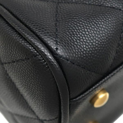 Chanel Shoulder Bag Quilted Small Caviar Leather Black Gold — view 4