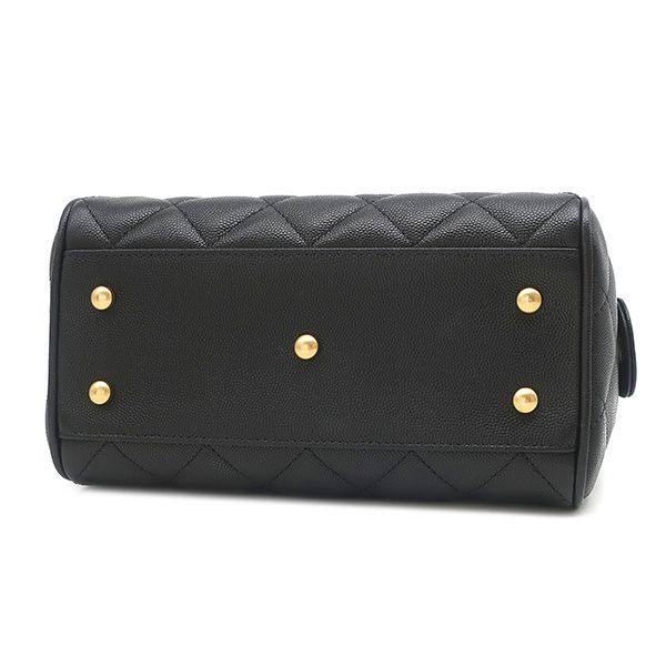 Chanel Shoulder Bag Quilted Small Caviar Leather Black Gold — view 3