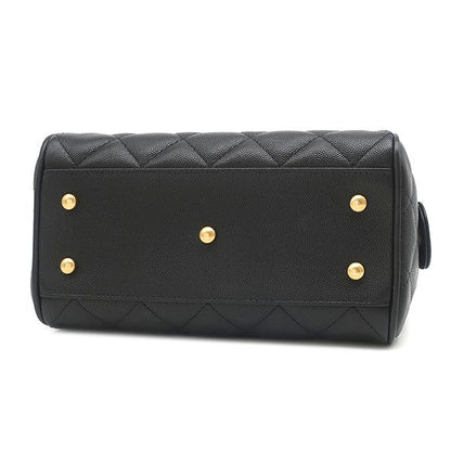 Chanel Shoulder Bag Quilted Small Caviar Leather Black Gold — view 3