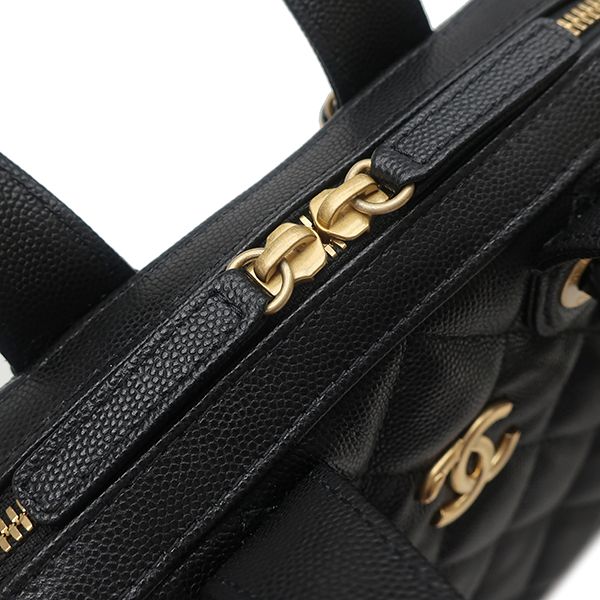 Chanel Shoulder Bag Quilted Small Caviar Leather Black Gold — view 7