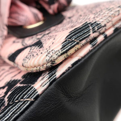 Chanel Shoulder Bag Camellia Ribbon Corduroy Lambskin Pink Black Gold Chevron — view 6