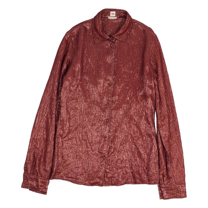 Hermes Shirt Blouse Long Sleeve Medor Button Top Silk Brown 38